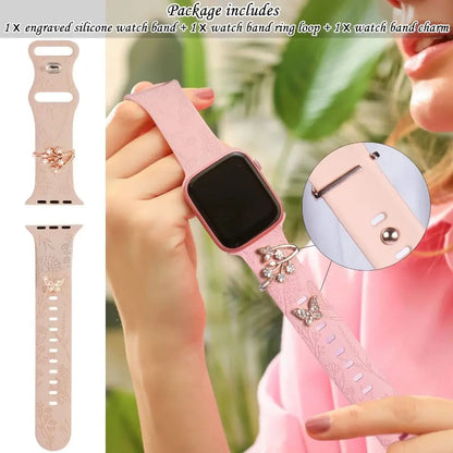 Butterfly Fields Smart Watch Band Loop and Charm