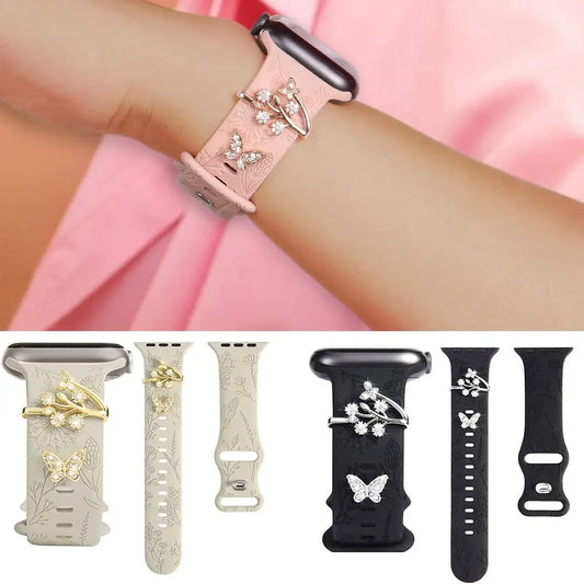 Butterfly Fields Smart Watch Band Loop and Charm